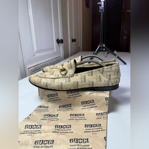 GUCCI Stamp Leather Horsebit LOAFERS Beige  Gucci Size 10